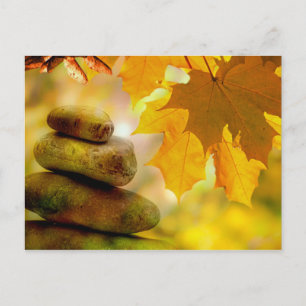 Zenmeditationstenar och lönnlöv vykort