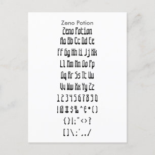Zeno Potion - Zazzle Font Sampler Lakan Vykort