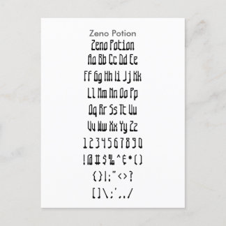 Zeno Potion - Zazzle Font Sampler Lakan Vykort