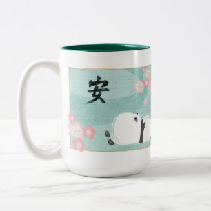 ZenPandamugg (plommonblommar) Två-Tonad Mugg