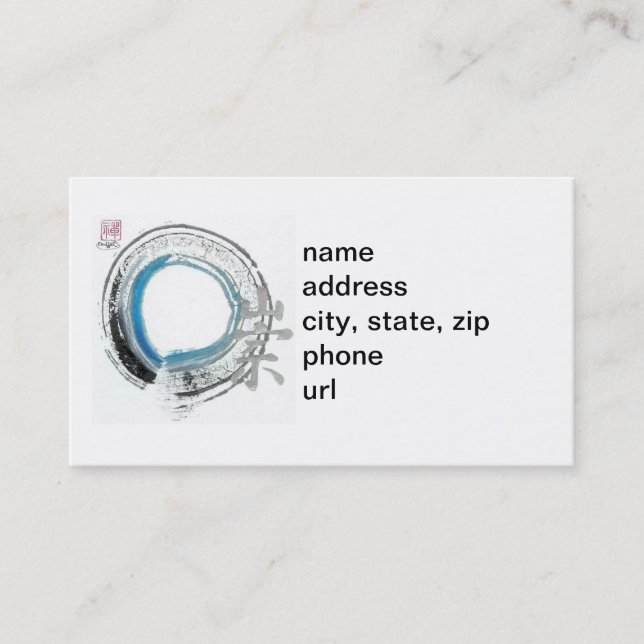 Zenpietet, Enso [blått, svarten, silver tonar], Visitkort (Framsida)