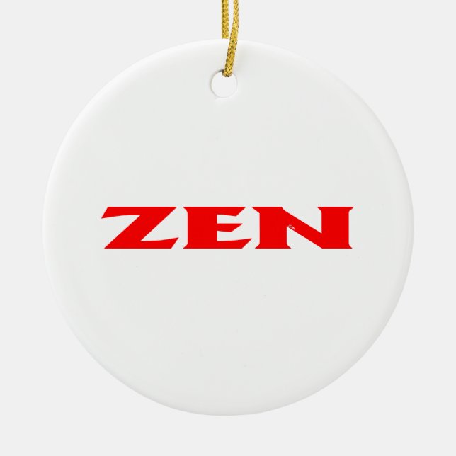 Zenröd, vit, rund keramisk ornament (Framsidan)