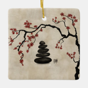 Zenstenar Sakura Träd Julgransprydnad Keramik