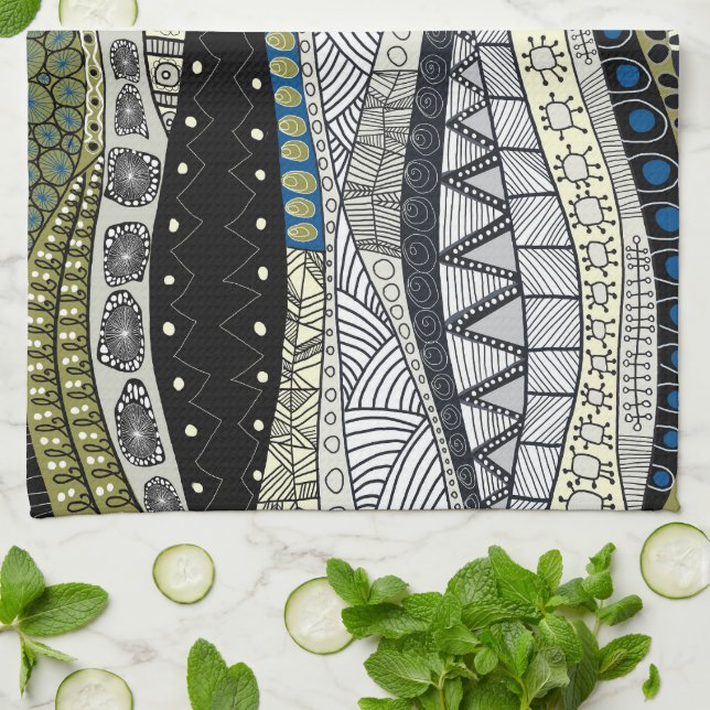 Zentangle Abstract Mosaic Kitchen Tea Towel Kökshandduk (Vikta)