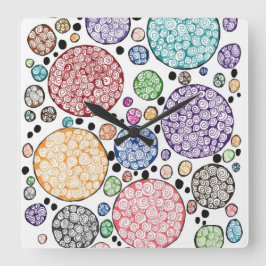 Zentangle circles pattern fyrkantig klocka