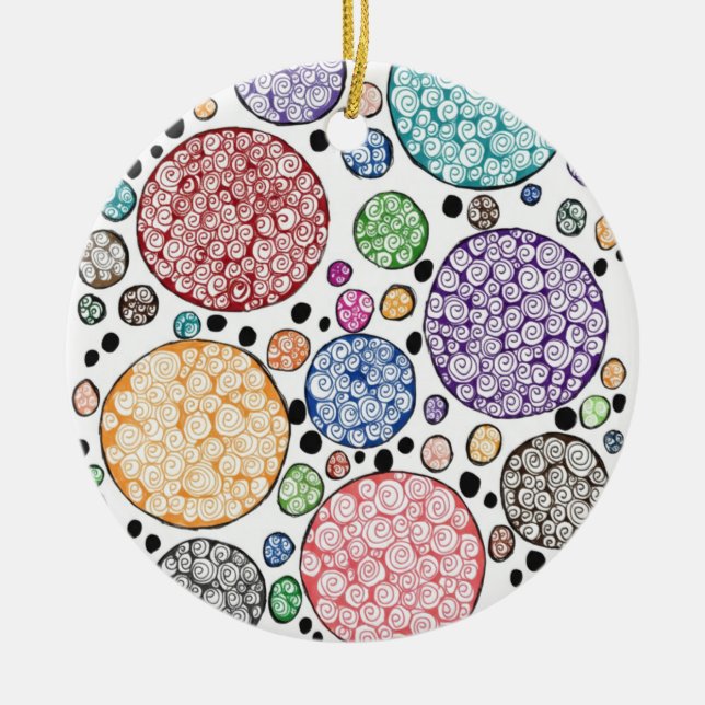 Zentangle circles pattern julgransprydnad keramik (Framsidan)