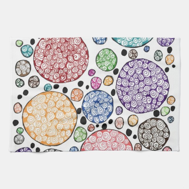 Zentangle circles pattern kökshandduk (Horisontell)