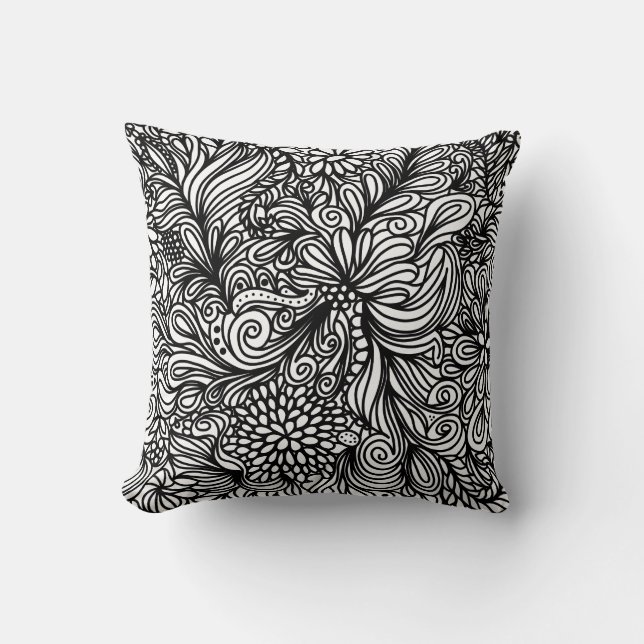 Zentangle flower and paisley doodle design kudde (Framsida)