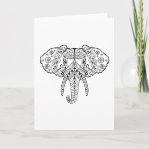 Zentangle Inspired Elephant Kort