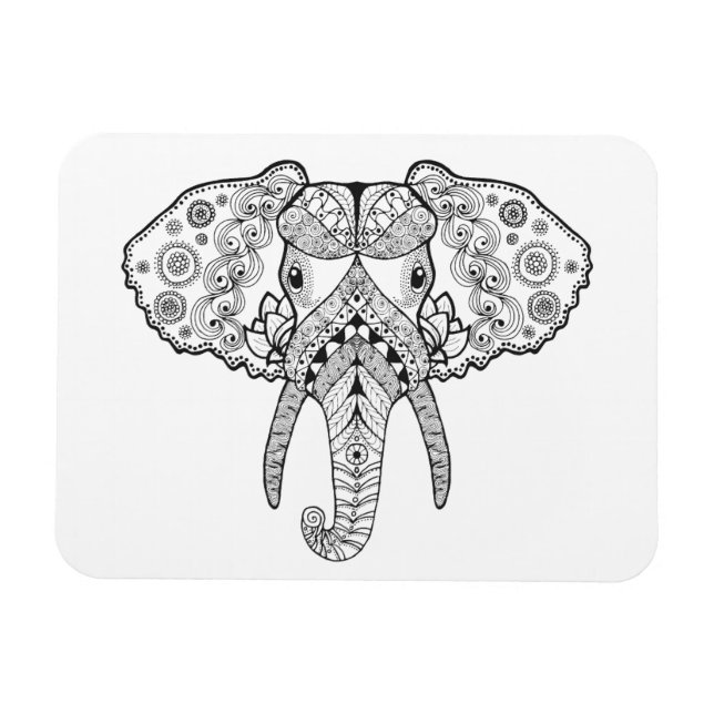 Zentangle Inspired Elephant Magnet (Horisontell)