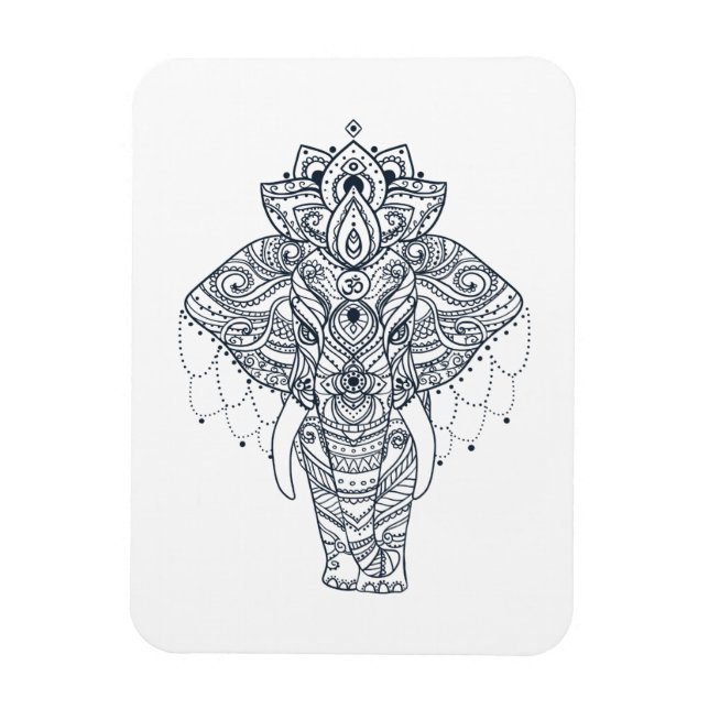 Zentangle Inspired Elephant Magnet (Vertikal)