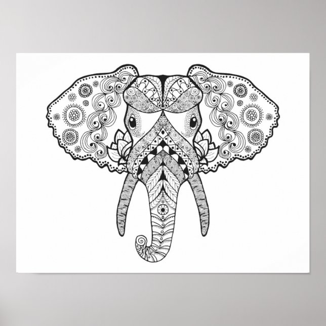 Zentangle Inspired Elephant Poster (Framsidan)