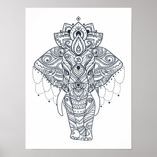 Zentangle Inspired Elephant Poster (Framsidan)