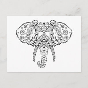 Zentangle Inspired Elephant Vykort