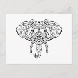 Zentangle Inspired Elephant Vykort
