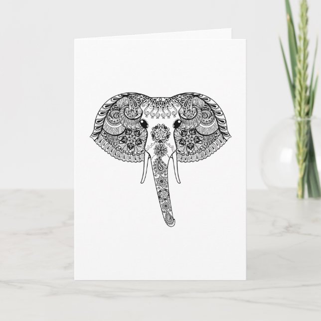 Zentangle Inspired Indian Elephant Kort (Framsida)