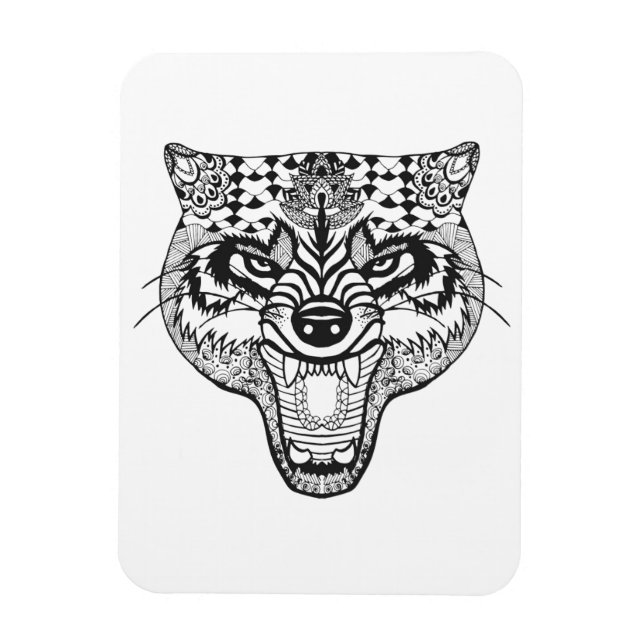 Zentangle Inspired Varg Magnet (Vertikal)