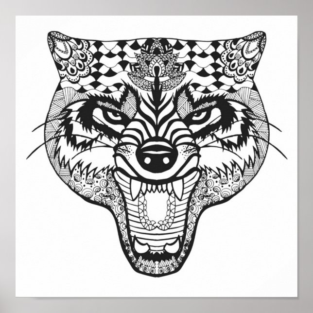 Zentangle Inspired Varg Poster (Framsidan)