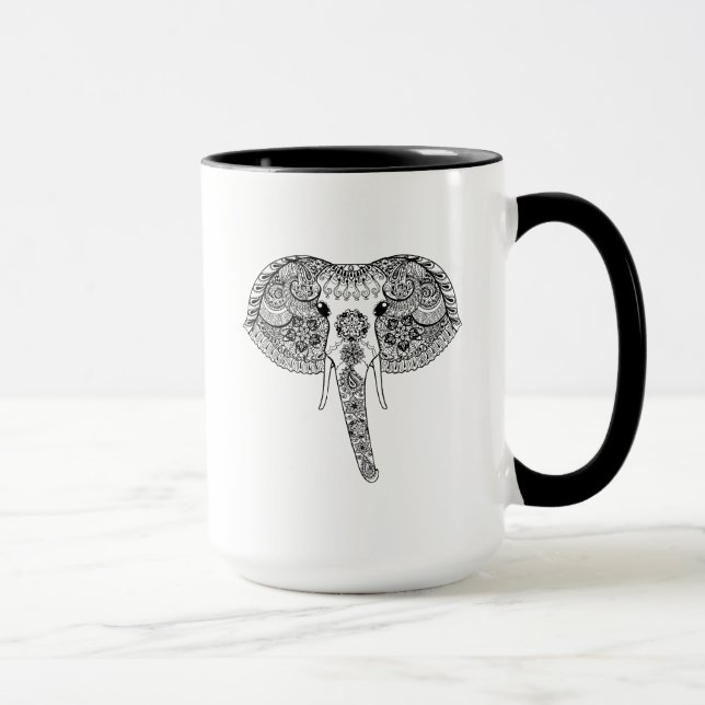 Zentangle inspirerade den indiska elefanten mugg (Höger)