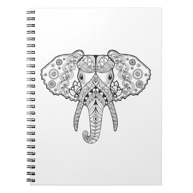 Zentangle inspirerade elefanten anteckningsbok (Framsidan)