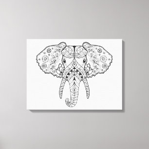 Zentangle inspirerade elefanten canvastryck