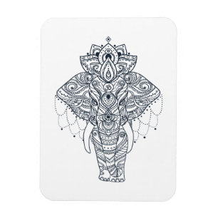 Zentangle inspirerade elefanten magnet