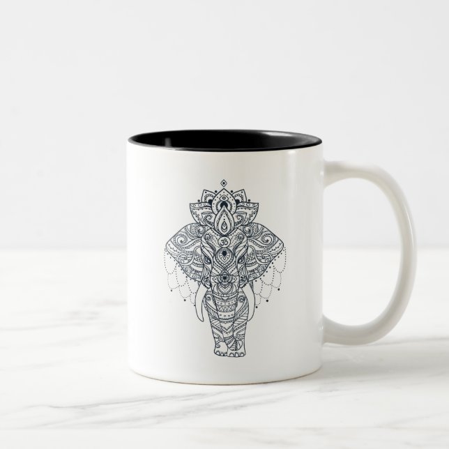 Zentangle inspirerade elefanten Två-Tonad mugg (Höger)
