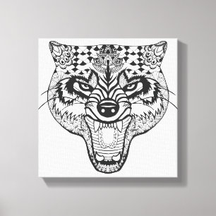 Zentangle inspirerade vargen canvastryck