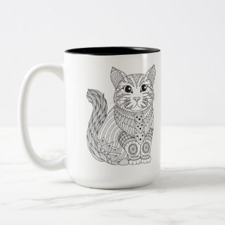 Zentangle Katt Mugg | Mandala Katt Kaffe Mugg för