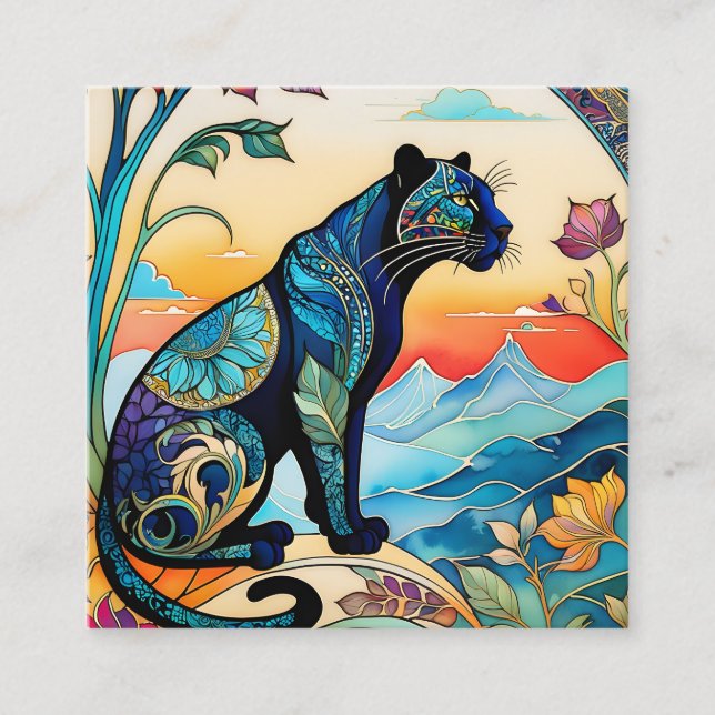 Zentangle mönster är ett vackert sätt att tillsätt fyrkantigt visitkort (Framsida)