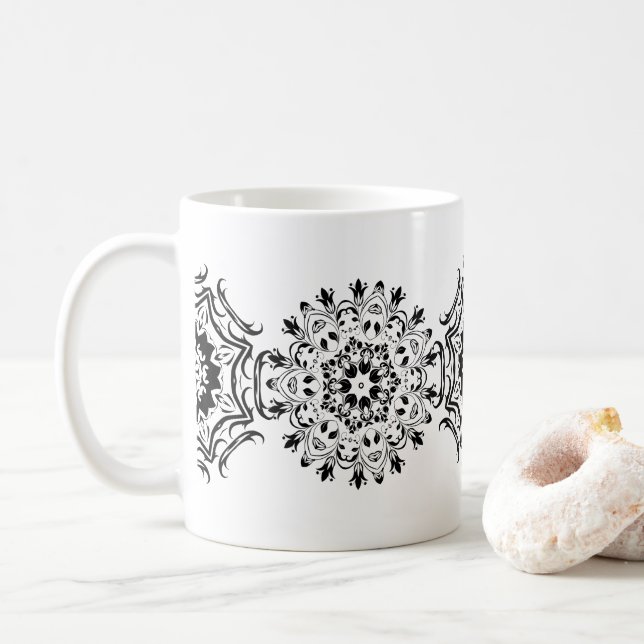 Zentangle mönster kaffemugg (Med munk)