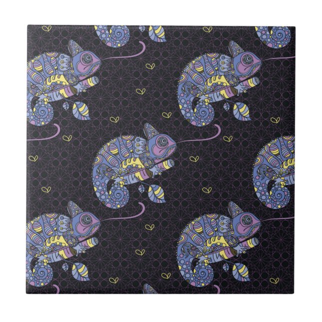 Zentangle ödla kakelplatta (Framsidan)