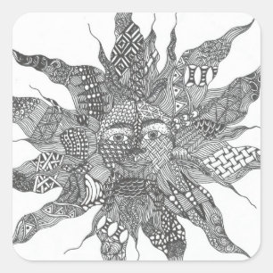 Zentangle solklistermärke fyrkantigt klistermärke