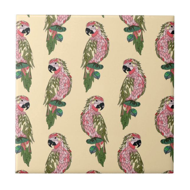 Zentangle stilpapegojor kakelplatta (Framsidan)