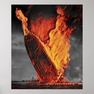 Zepelin Airship Hindenburg Disaster Colorisated Poster
