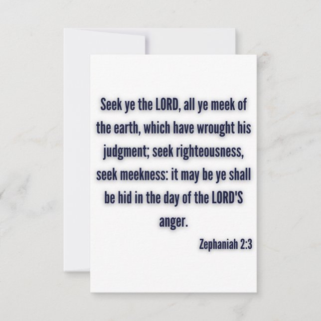 Zephaniah 2:3 KJV Bible Verse Flat Hälsning Kort (Framsida)