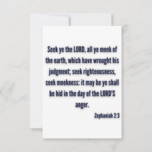 Zephaniah 2:3 KJV Bible Verse Flat Hälsning Kort