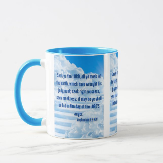 Zephaniah 2:3 KJV Bible Verse Pic Two Tone Mugg (Vänster)