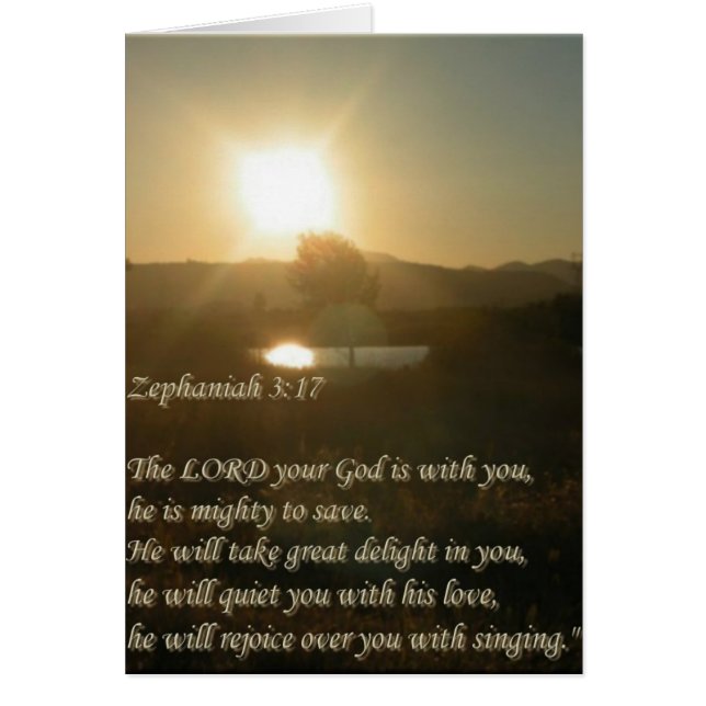 Zephaniah 3:17 hälsningskort (Framsidan)