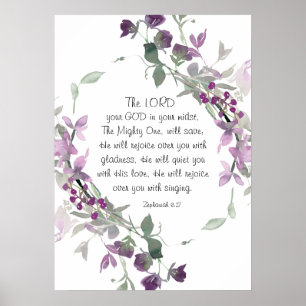 Zephaniah 3:17 Han kommer att ropa över dig Poster