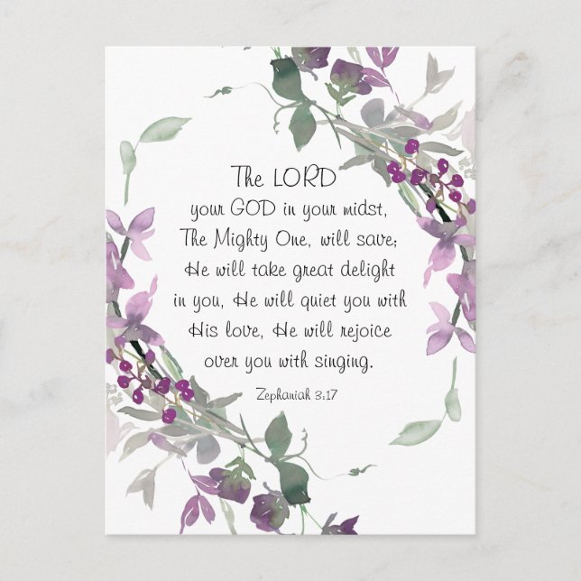 Zephaniah 3:17 Han Rejoice över dig Vykort (Framsida)
