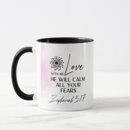Zephaniah 3:17 Hans Kärlek lugnar din rädsla Bibel Mugg