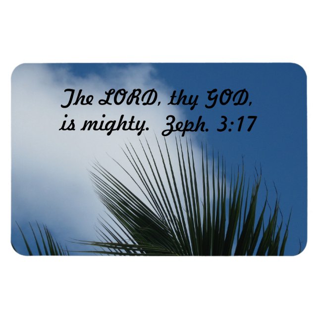 Zephaniah 3:17 Herren Gud är mäktig. Magnet (Horisontell)