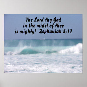 Zephaniah 3:17 Herren Gud mitt i Poster
