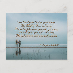 Zephaniah 3:17 Rejoice över dig med sångning. Vykort