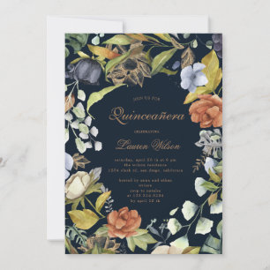zephyr blue blommigt quinceanera-fotokort spara datumet