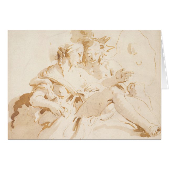 Zephyr och floror hälsningskort (Framsidan Horizontal)