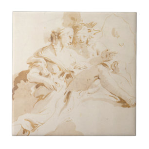 Zephyr och floror kakelplatta