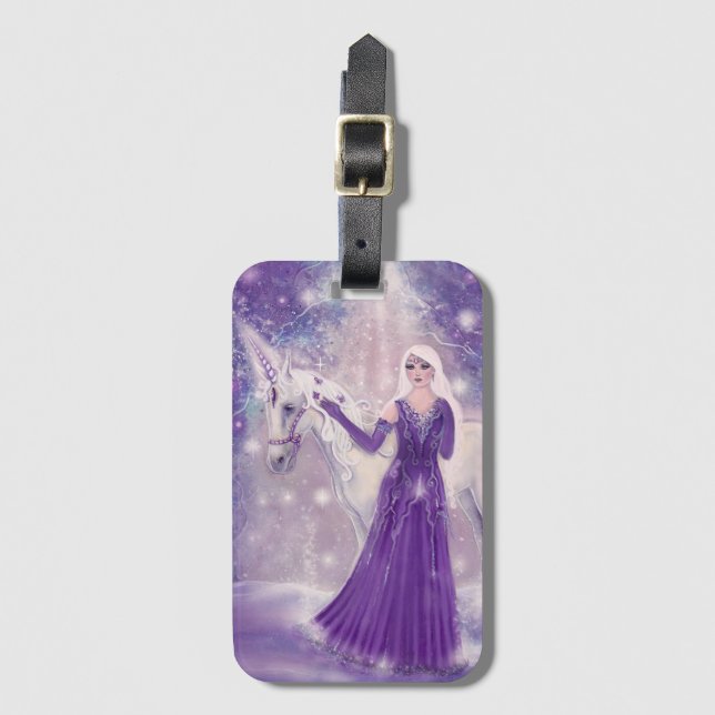 Zephyr unicorn and fairy Art by Renee Lavoie Bagagebricka (Framsida vertikal)