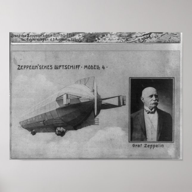 Zeppelin Airship Model 4 & Graf (Count) Zeppelin Poster (Framsidan)